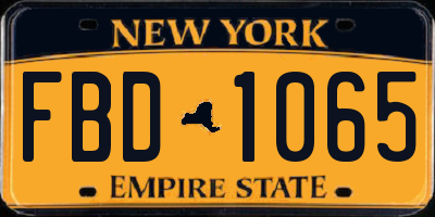 NY license plate FBD1065