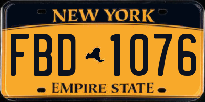 NY license plate FBD1076
