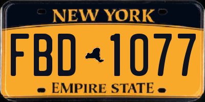 NY license plate FBD1077