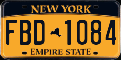 NY license plate FBD1084