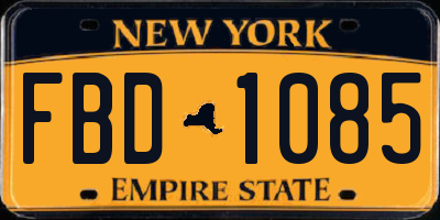 NY license plate FBD1085