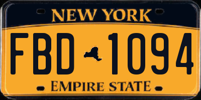 NY license plate FBD1094