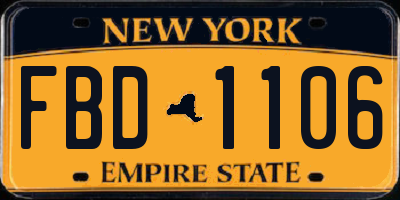 NY license plate FBD1106