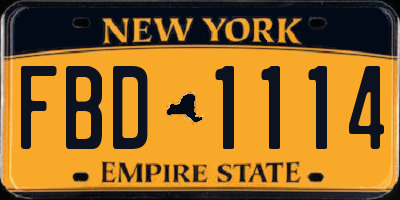 NY license plate FBD1114