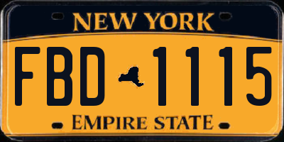 NY license plate FBD1115