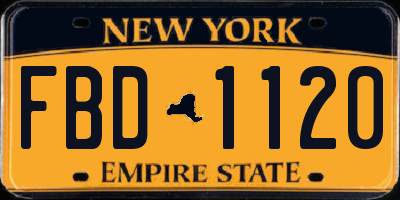 NY license plate FBD1120