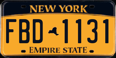 NY license plate FBD1131