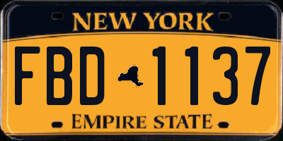 NY license plate FBD1137