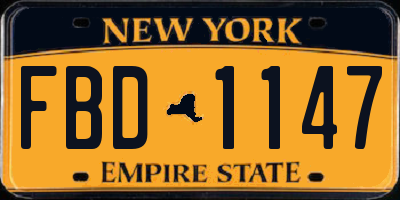 NY license plate FBD1147