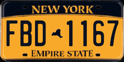 NY license plate FBD1167