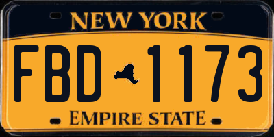NY license plate FBD1173