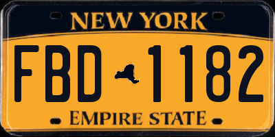 NY license plate FBD1182