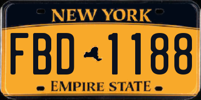 NY license plate FBD1188