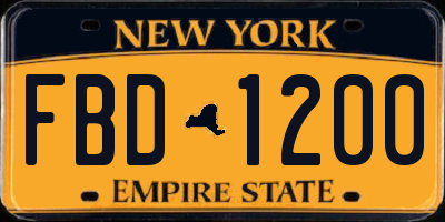 NY license plate FBD1200