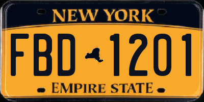 NY license plate FBD1201