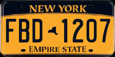 NY license plate FBD1207