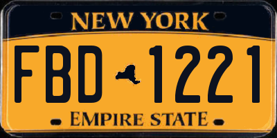 NY license plate FBD1221