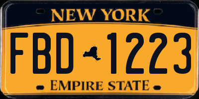 NY license plate FBD1223