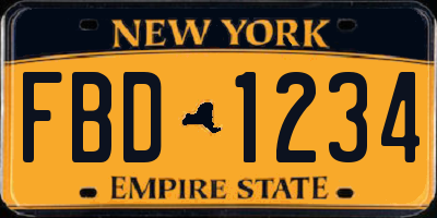 NY license plate FBD1234