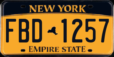 NY license plate FBD1257