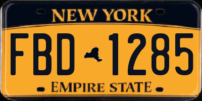 NY license plate FBD1285