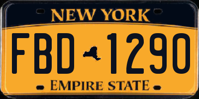 NY license plate FBD1290
