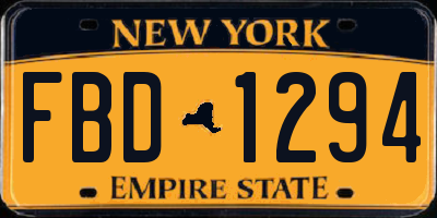 NY license plate FBD1294