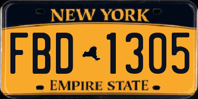 NY license plate FBD1305