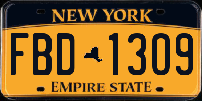 NY license plate FBD1309
