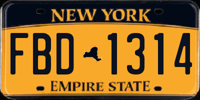 NY license plate FBD1314