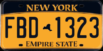 NY license plate FBD1323
