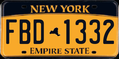 NY license plate FBD1332