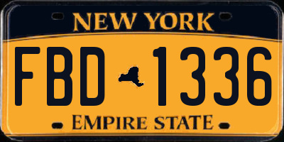 NY license plate FBD1336