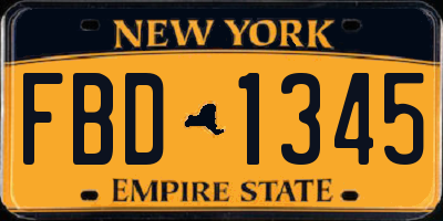 NY license plate FBD1345