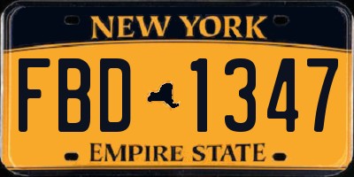 NY license plate FBD1347