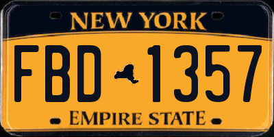 NY license plate FBD1357