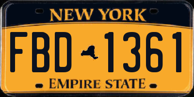 NY license plate FBD1361