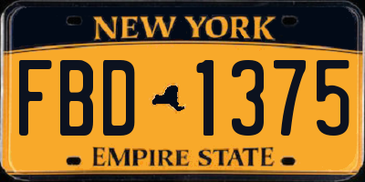 NY license plate FBD1375