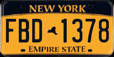 NY license plate FBD1378