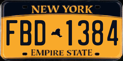 NY license plate FBD1384