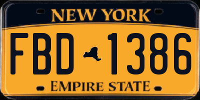 NY license plate FBD1386