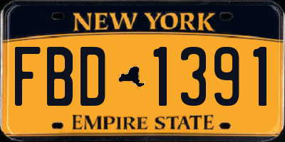 NY license plate FBD1391