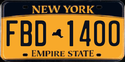 NY license plate FBD1400