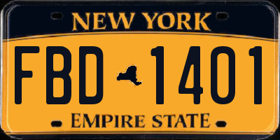 NY license plate FBD1401