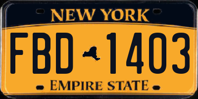 NY license plate FBD1403