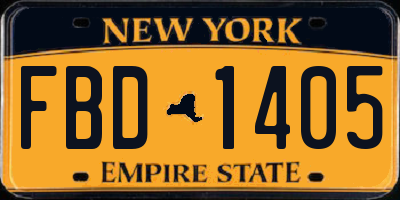 NY license plate FBD1405