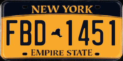 NY license plate FBD1451