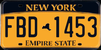 NY license plate FBD1453