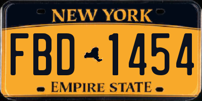 NY license plate FBD1454