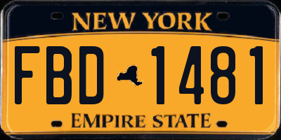 NY license plate FBD1481